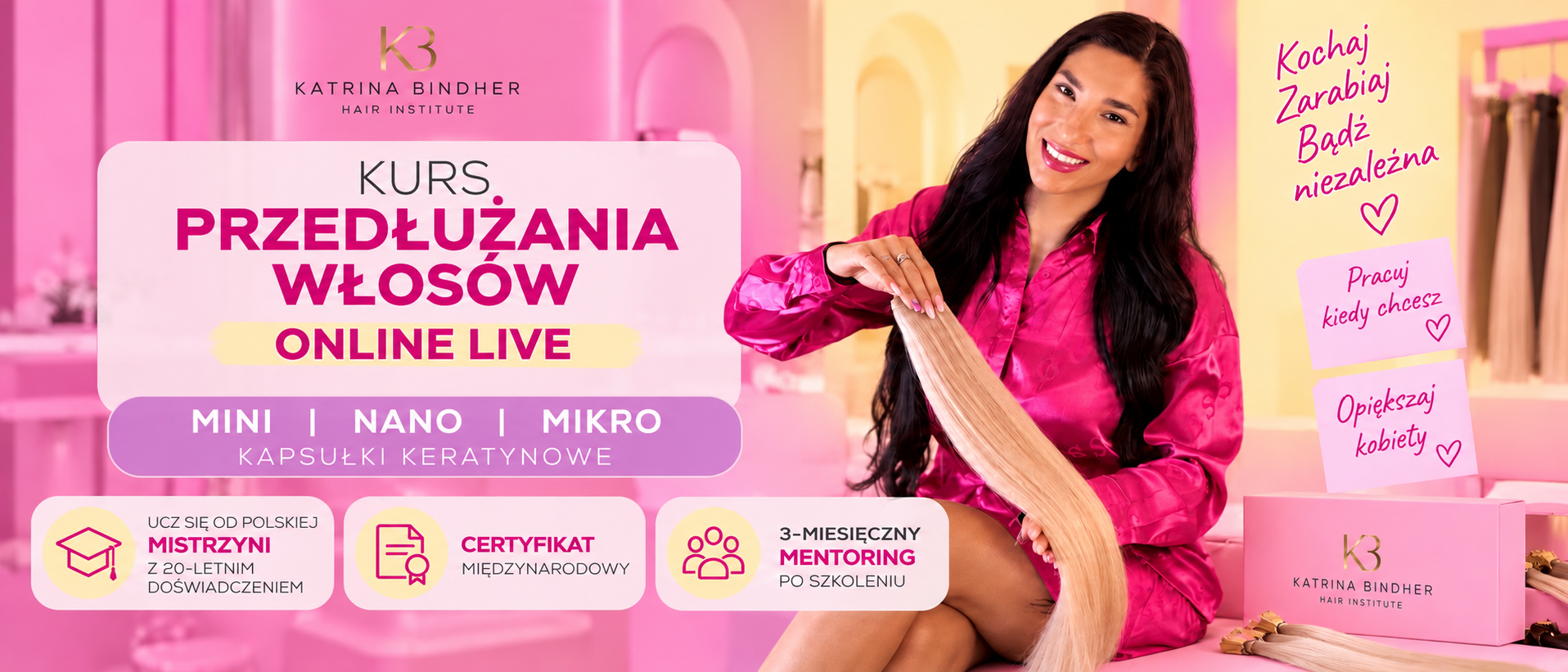 Kurs przedłużania włosów ONLINE LIVE – MINI, NANO, MIKRO